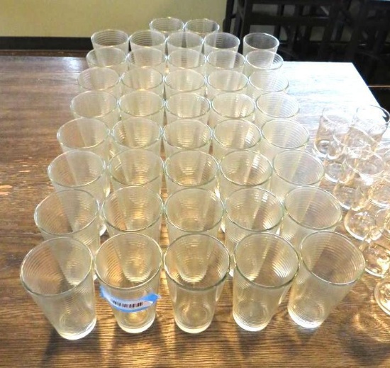 (42) Glass Ribbed Water Glasses