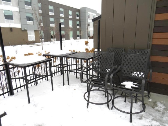 Steel Outdoor Patio Furniture (3) 4-Top Tables & (12) Chairs