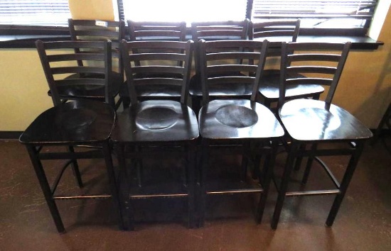 (10) Ladderback Metal & Wood Stools