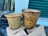 (38) Woven Wicker Baskets, (11) Large Baskets & Asst. Glass Poly Center Pieces