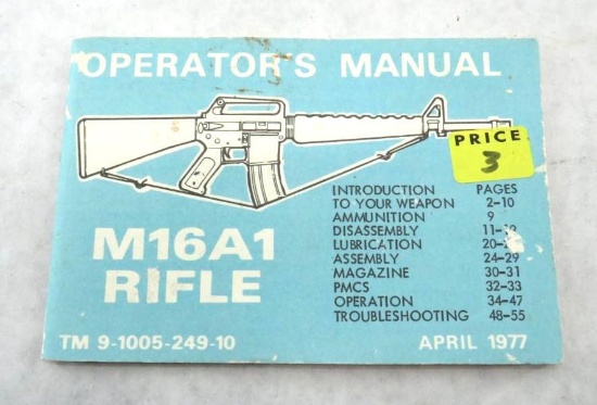 1979 US Army M16A1 Rifle Operators Manual | Online Auctions | Proxibid