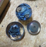 (3) Robert Eickholt Hand Blown Glass Paperweights