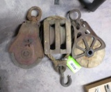 (3) Antique Wooden Rope Pulleys