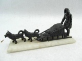 Dog Team Sculpture on Alabaster Base