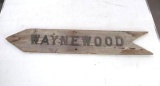 Wooden Arrow Sign W/ Brass Letters
