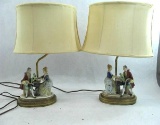 Pr. German Porcelain Boudoir Lamps