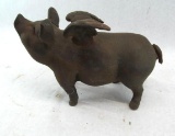 Rusty Iron Flying Pig Bank
