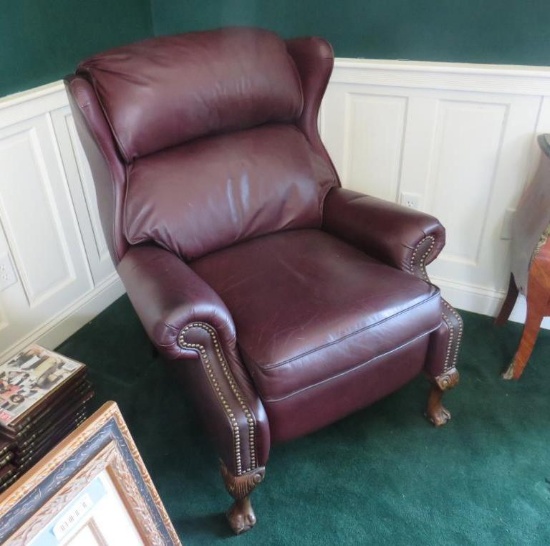 (2) Burgundy Leather Recliner Chairs