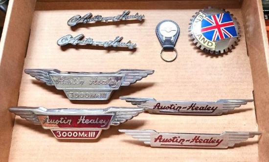 (8) Austin Healey Emblems & Keychains, Etc.
