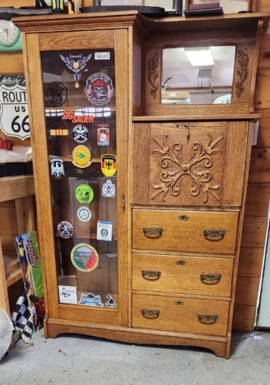 Combination Bookcase and Oak Secretary