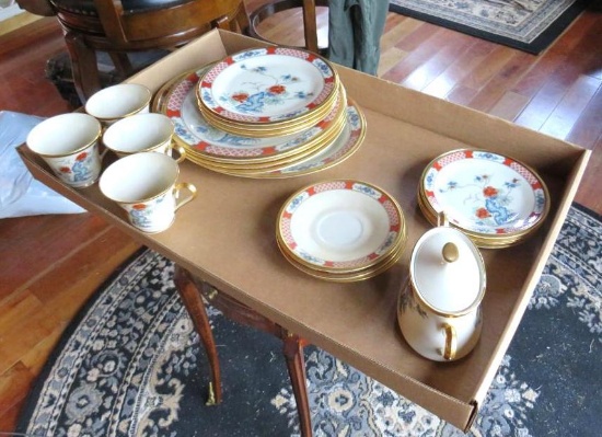 Vintage 22-Piece. Lenox Red Lacquer China Set