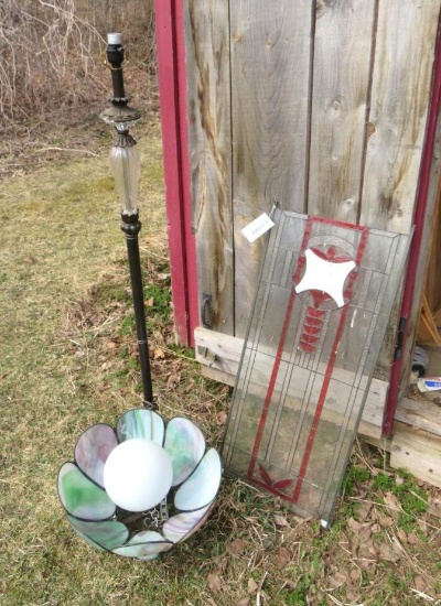 Stained Glass Panel & Standing Lamp