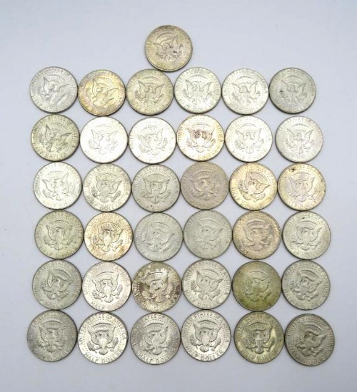 (37) U.S. Silver Clad Kennedy Half Dollars