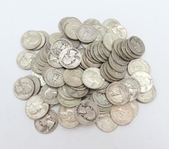 (100) Silver U.S. Washington Quarters