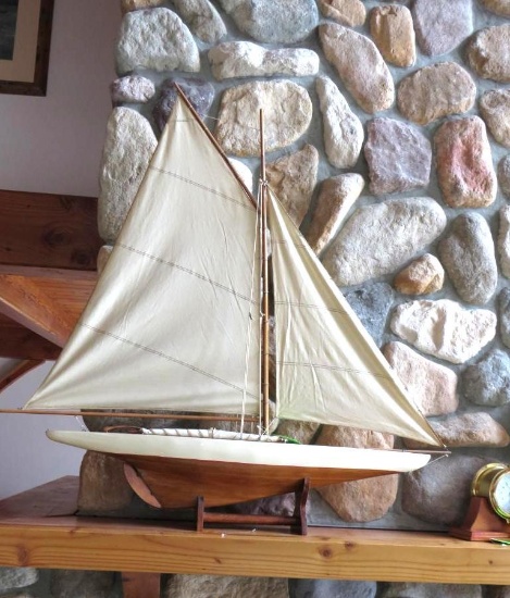 Large Vintage Wood Sailboat