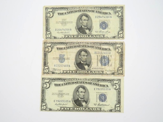 (3) U.S. $5.00 Silver Certificates