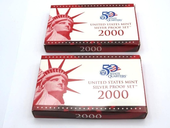 (2) 2000 U.S. Proof Silver Coin Sets