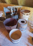 Asst. Vintage Wood Buckets Baskets and Shelves