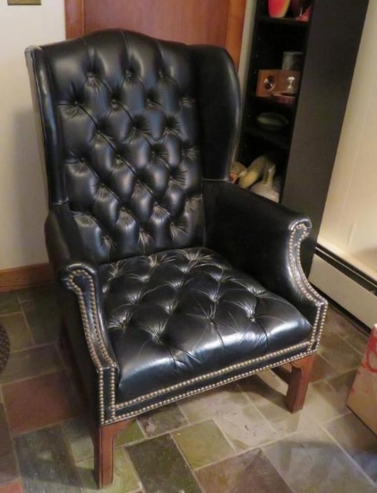 Leather Wing Back Chair