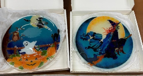 (2) Peggy Karr Glass Plates New in Boxes