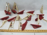 (12) Mini Painted Sailboats w/Pirate Flags