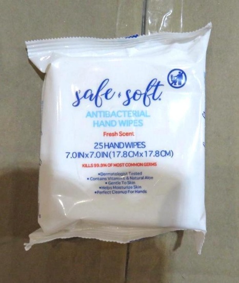 (15) Boxes Safe & Soft Antibacterial Hand Wipes