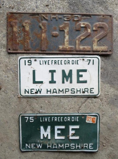(3) Antique NH License Plates