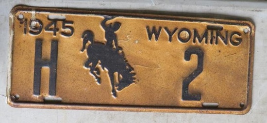 1945 Wyoming H-2 Lt. Gov. License Plate