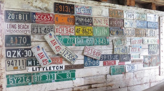 (50 +/-) Asst. Antique License Plates