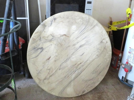 Faux Marble Top Cocktail Table On Metal Base