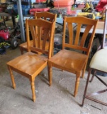 (3) Wood Dining Chairs w/Oak Stand