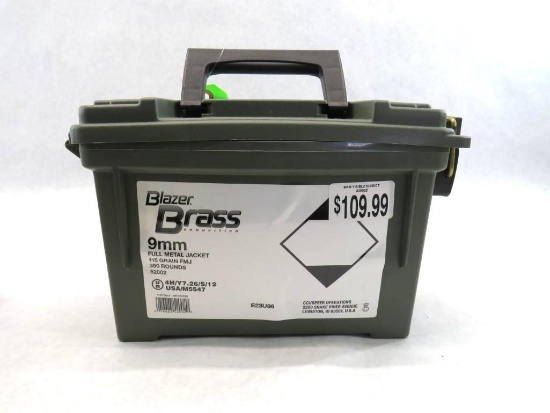 (350)+/- Blazer Brass 9mm Luger Cartridges