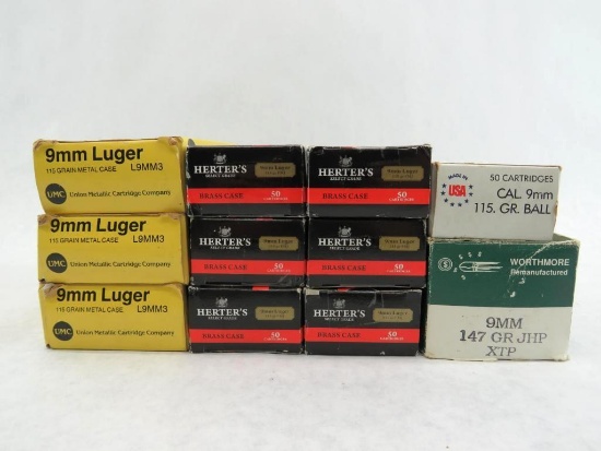 (500)+/- 9mm Luger Cartridges
