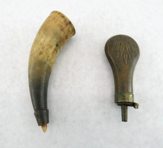 Antique Powder Flask & Horn