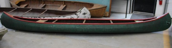 Vintage 16' B.N. Morris Canvas Canoe