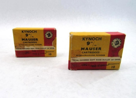 (2) Boxes of Kynoch 9mm Mauser Cartridges