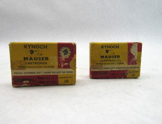(2) Boxes of Kynoch 9mm Mauser Cartridges