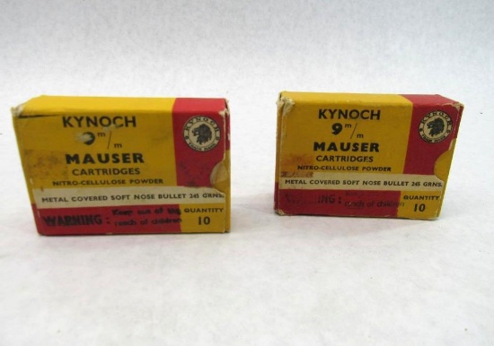 (2) Boxes of Kynoch 9mm Mauser Cartridges