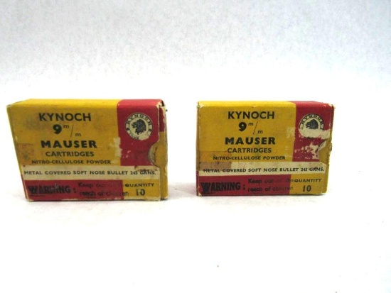 (2) Boxes of Kynoch 9mm Mauser Cartridges