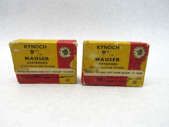 (2) Boxes of Kynoch 9mm Mauser Cartridges