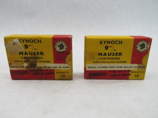 (2) Boxes of Kynoch 9mm Mauser Cartridges