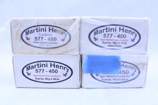 (4) Boxes of Martini-Henry .577/.450 Lead Bullets