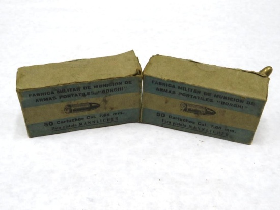 (2) Vintage 7.65mm Cartridge Boxes