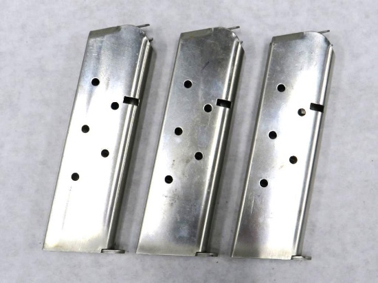 (3) Stainless Steel .45 1911 Magazines
