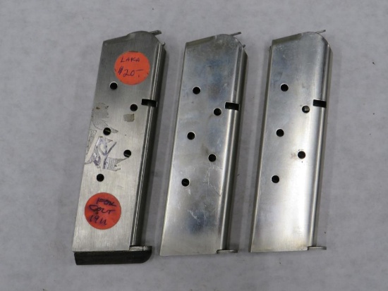 (3) Stainless Steel .45 1911 Magazines