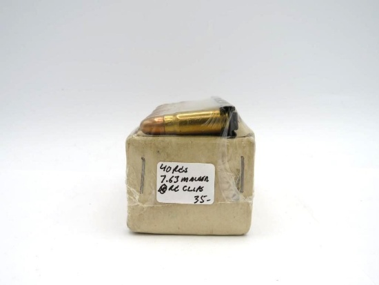 (40) 7.63 Mauser Pistol Cartridges
