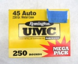 (250) Remington UMC .45 ACP Cartridges