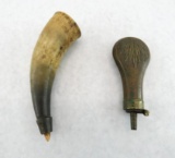 Antique Powder Flask & Horn