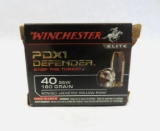 (20) Winchester PDX1 Defender .40 S&W Cartridges