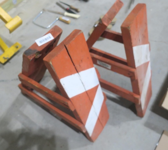 (2) Wood Road Barricade Stands